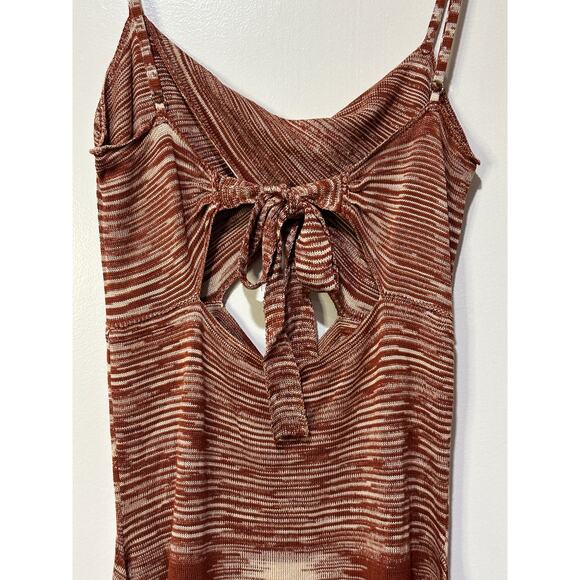 For Love & Lemons Isabella Midi Dress Brown Cream Size Med/Lg (XL) NWT Stretchy - Picture 13 of 16